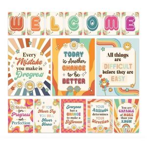 🧡🌈 Decorably Retro Groovy Classroom Poster‎ Set 🌈🧡